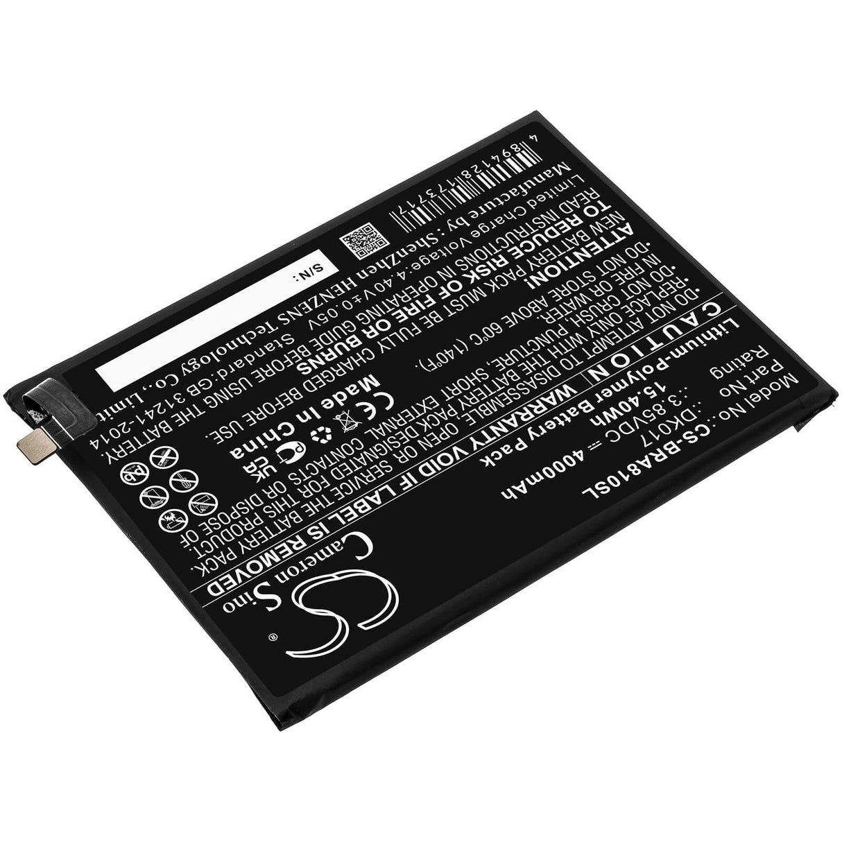 3.85V, Li-Polymer, 4000mAh, SmartPhone battery fits Blackview, Dk017, A80 Pro, 15.4Wh Mobile, SmartPhone Cameron Sino Technology Limited (Smartphone)