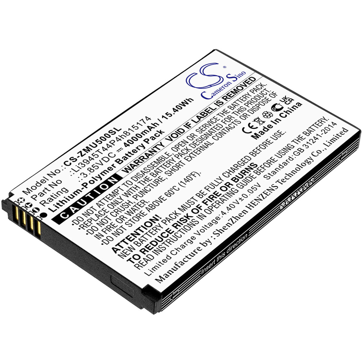 3,85V, Li-Polymère, 4000mAh, Batterie Hotspot compatible avec Telstra, 5g Wi-fi Pro, 15,40Wh Hotspot Cameron Sino Technology Limited