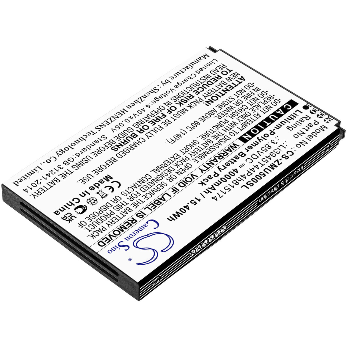 3,85V, Li-Polymère, 4000mAh, Batterie Hotspot compatible avec Telstra, 5g Wi-fi Pro, 15,40Wh Hotspot Cameron Sino Technology Limited