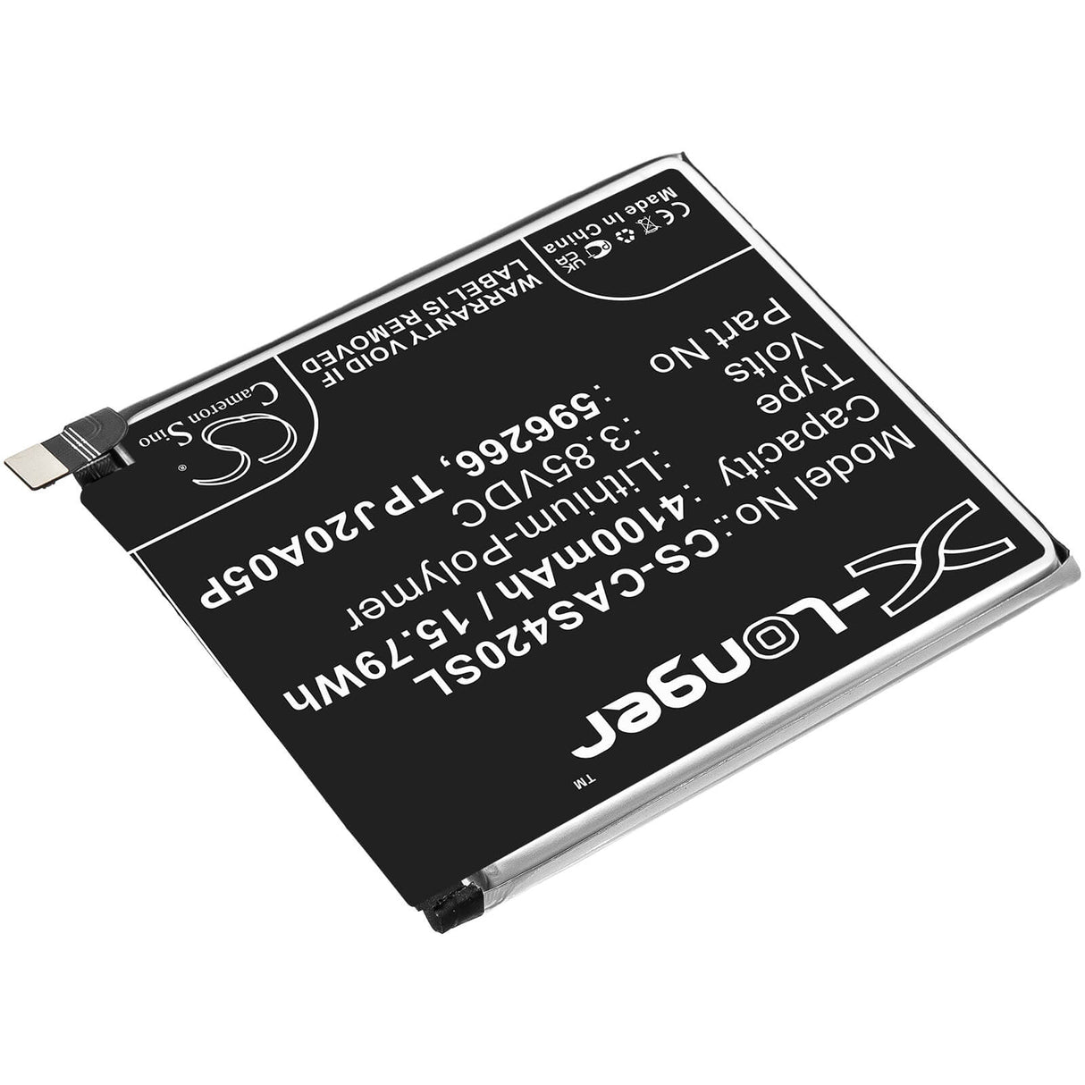 3.85V, Li-Polymer, 4100mAh, SmartPhone battery fits Cat, Caterpillar, 596266, S32, S42, 15.79Wh Mobile, SmartPhone Cameron Sino Technology Limited (Smartphone)