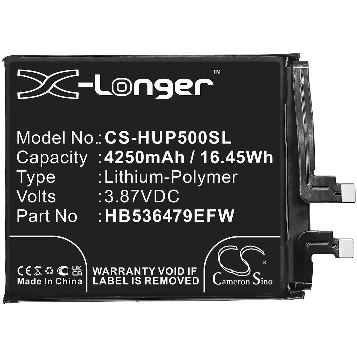 3.87V, Li-Polymer, 4250mAh, SmartPhone battery fits Huawei, Hb536479efw, Jad-al50, Jad-l09, 16.45Wh Mobile, SmartPhone Cameron Sino Technology Limited (Smartphone)