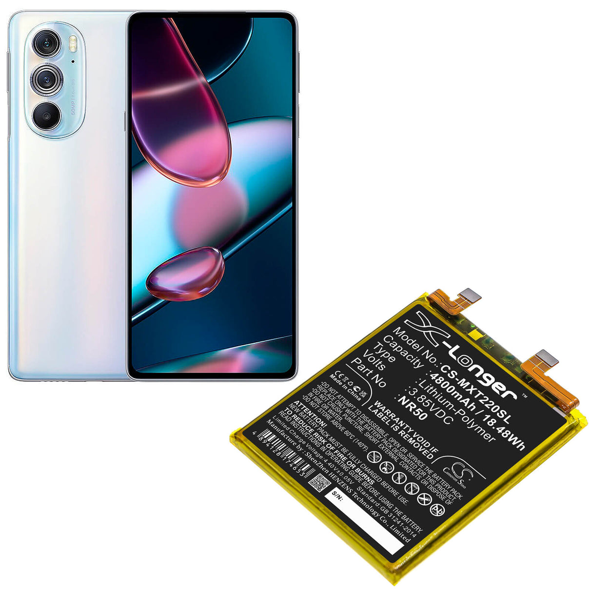 3.85V, Li-Polymer, 4800mAh, SmartPhone battery fits Motorola, Nr50, Edge 30 Ultra, Moto Edge X30, 18.48Wh Mobile, SmartPhone Cameron Sino Technology Limited (Smartphone)