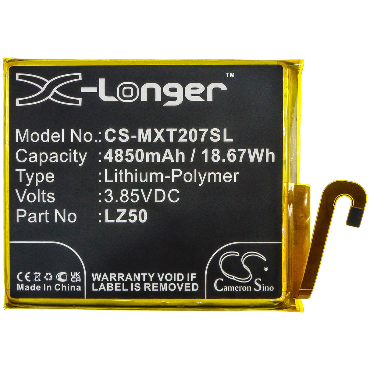 3.85V, Li-Polymer, 4850mAh, SmartPhone battery fits Motorola, Lz50, Moto G 5g Plus, Moto G100, 18.67Wh Mobile, SmartPhone Cameron Sino Technology Limited (Smartphone)