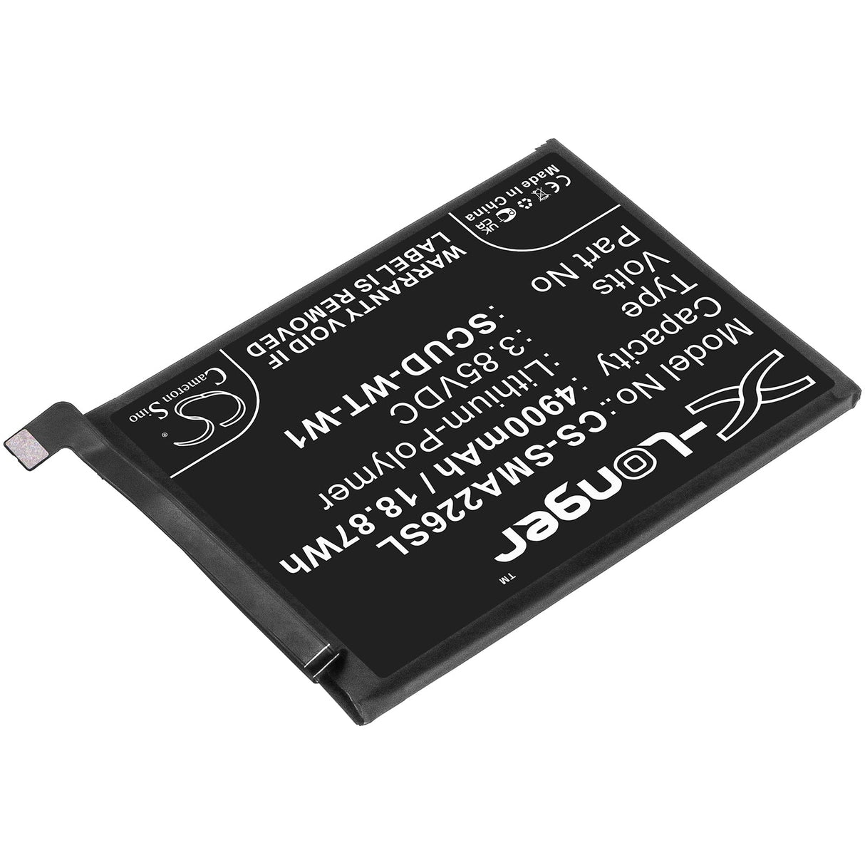 3.85V, Li-Polymer, 4900mAh, SmartPhone battery fits Samsung, Scud-wt-w1, Galaxy A22 5g, Galaxy A22s, 18.87Wh Mobile, SmartPhone Cameron Sino Technology Limited (Smartphone)