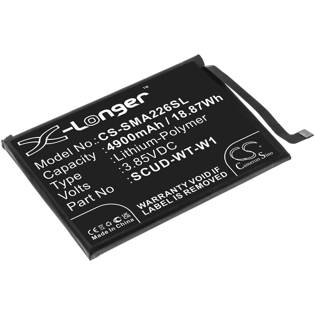 3.85V, Li-Polymer, 4900mAh, SmartPhone battery fits Samsung, Scud-wt-w1, Galaxy A22 5g, Galaxy A22s, 18.87Wh Mobile, SmartPhone Cameron Sino Technology Limited (Smartphone)
