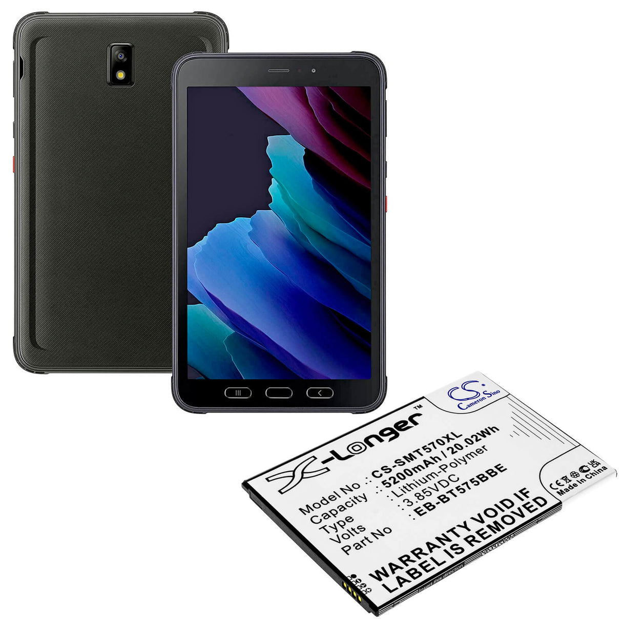 3.85V, Li-Polymer, 4900mAh, Tablet battery fits Samsung, Eb-bt575bbe, Galaxy Tab Active 3, Galaxy Tab Active 3 8.0, 18.87Wh Tablet Cameron Sino Technology Limited