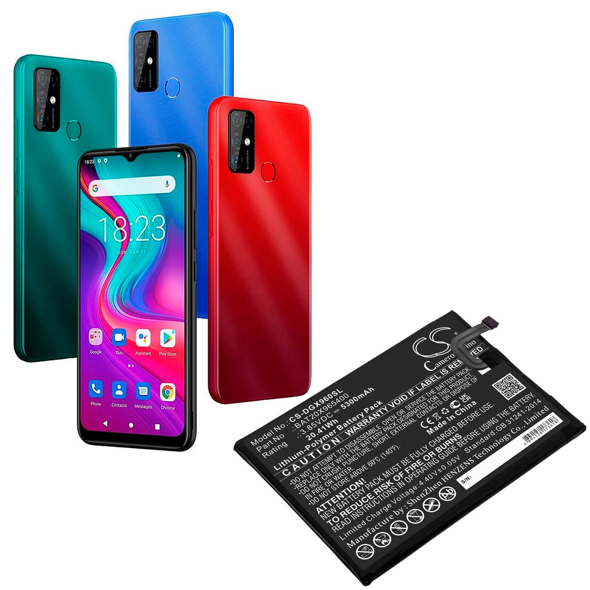 3,85v, 5300mah, batterie Li-polymère compatible avec Doogee, X96, 20,41wh Batteries pour l'électronique Cameron Sino Technology Limited (Suspendu)