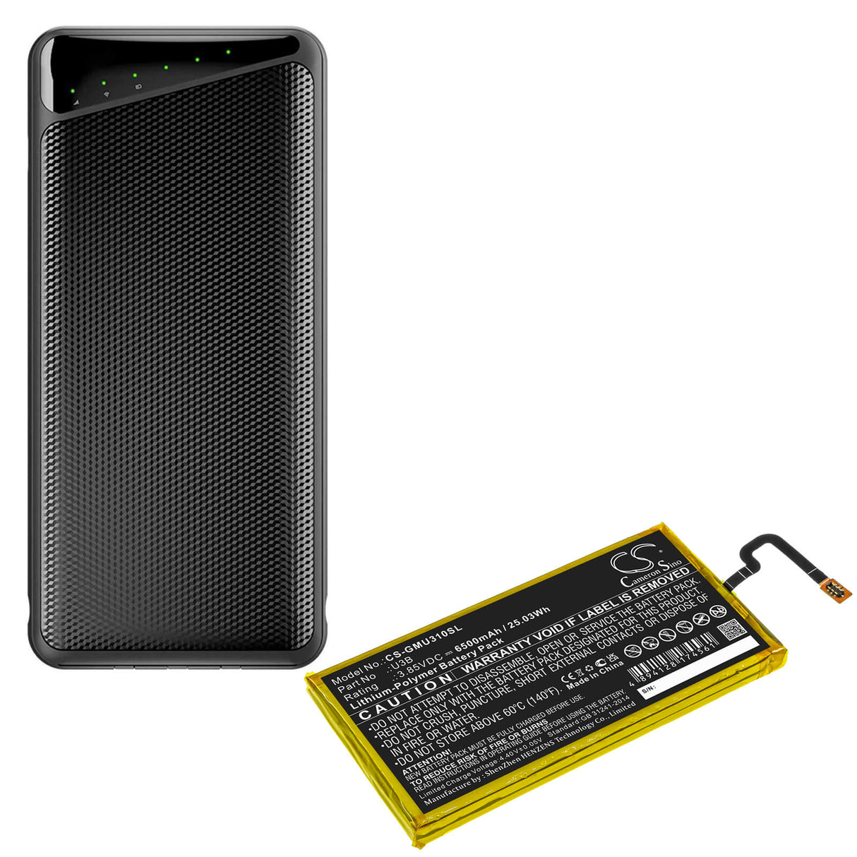 3,85V, Li-Polymer, 6500mAh, batterie Hotspot compatible avec Glocalme, U3b, 25,03Wh Hotspot Cameron Sino Technology Limited