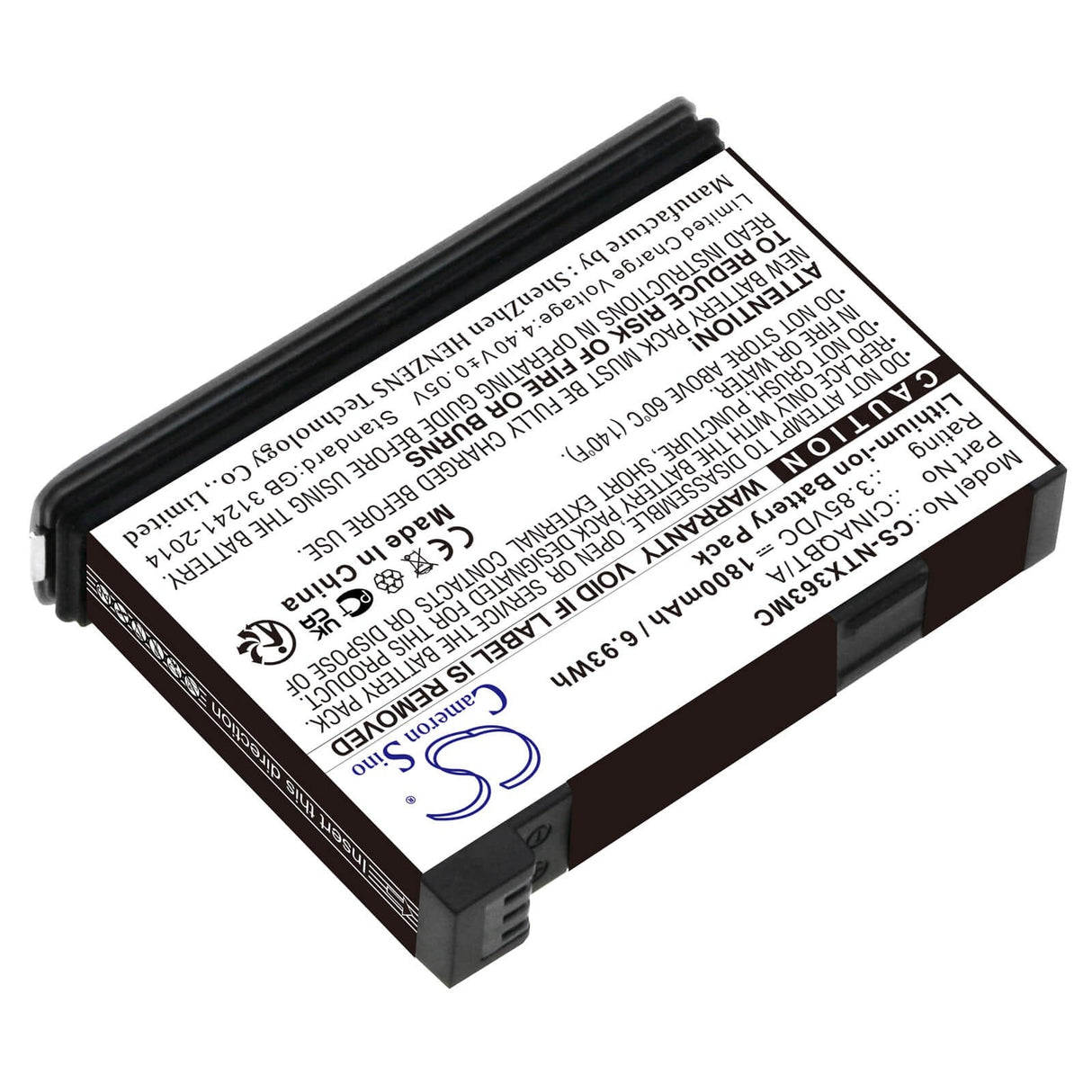 3.85V, Li-ion, 1800mAh, Camera battery fits Insta360, Cinaqbt/a, One X3, 6.93Wh Camera Cameron Sino Technology Limited (Camera)