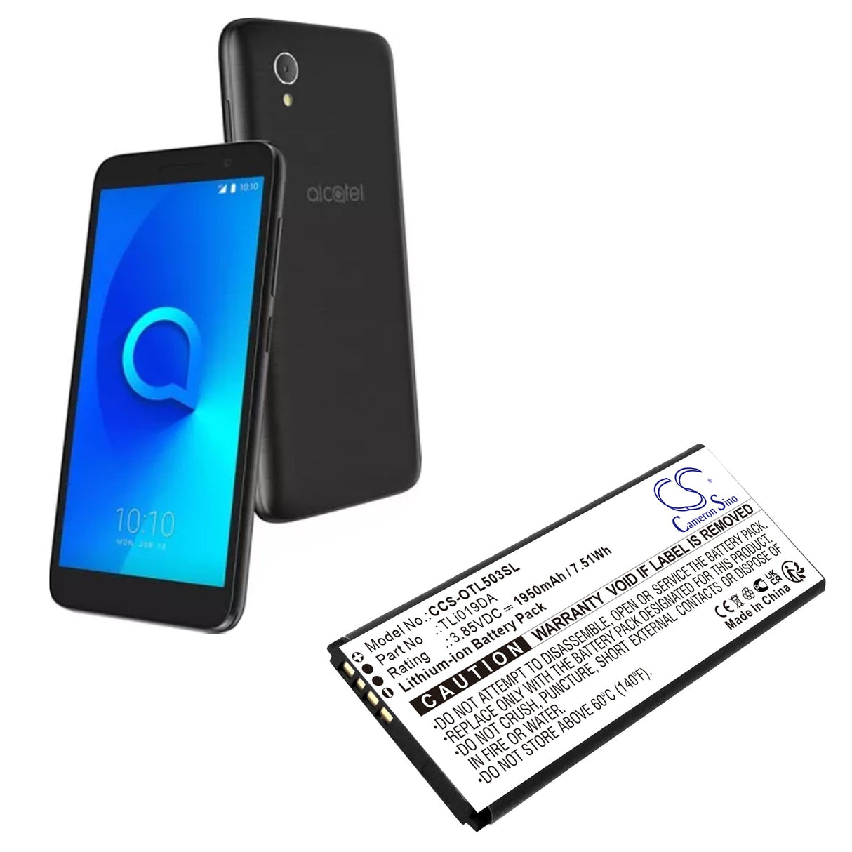 3,85V, Li-ion, 1950mAh, batterie de téléphone mobile, smartphone compatible avec Alcatel, Ot-5005r, Ot-5033a, 7,51Wh Mobile, Smartphone Cameron Sino Technology Limited (Smartphone)