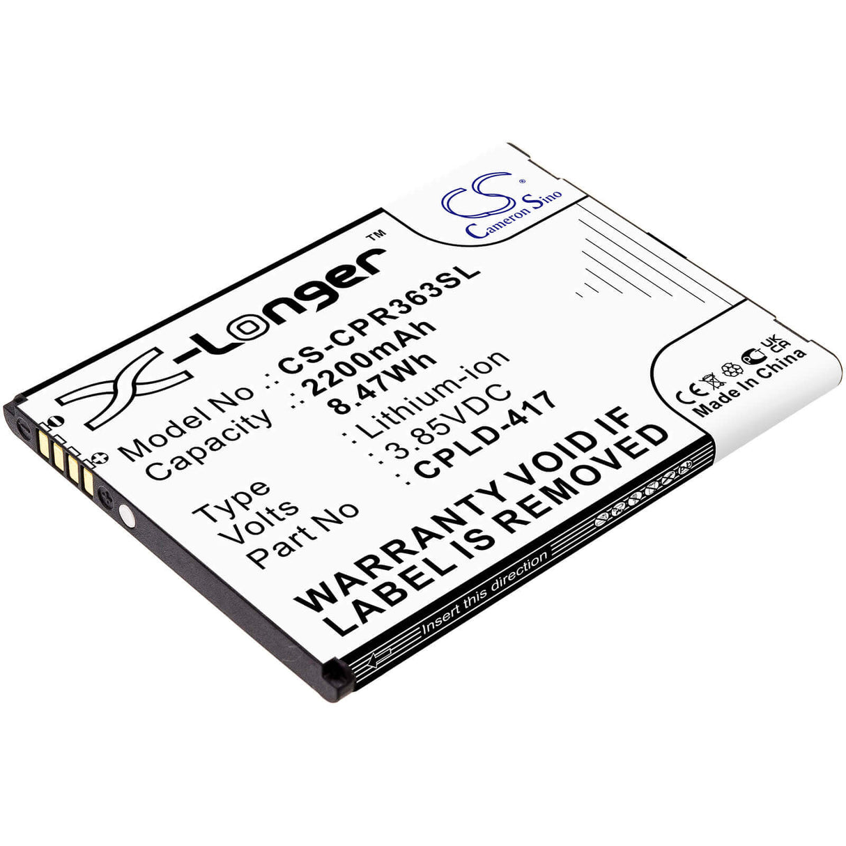 3.85V, Li-ion, 2200mAh, SmartPhone battery fits Coolpad, Cpld-417, Btr3635a, Defiant, 8.47Wh Mobile, SmartPhone Cameron Sino Technology Limited (Smartphone)