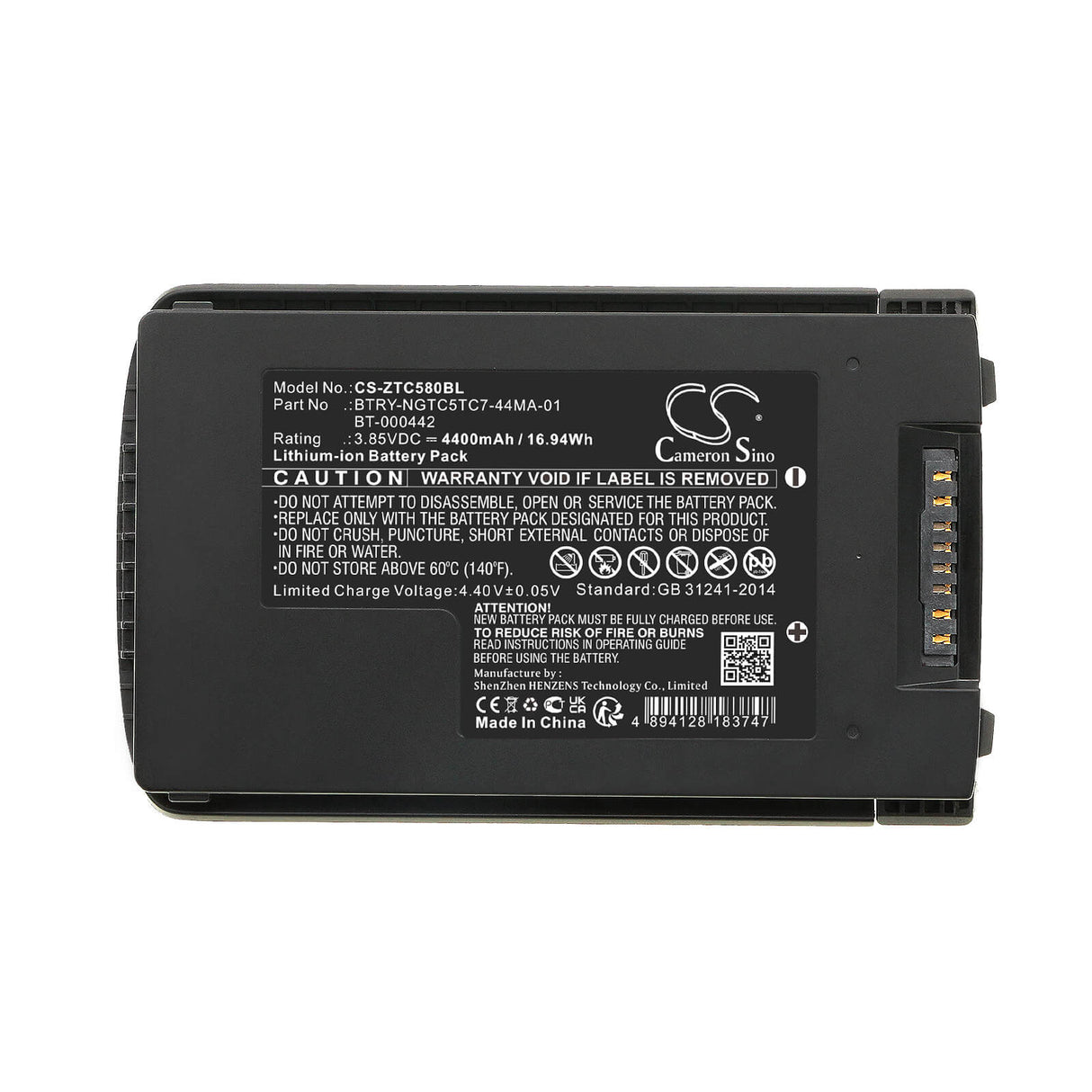 3.85v, Li-ion, 4400mah, Barcode Scanner Battery Fits Zebra, Tc53, Tc5301, 16.94wh Barcode Scanner Cameron Sino Technology Limited