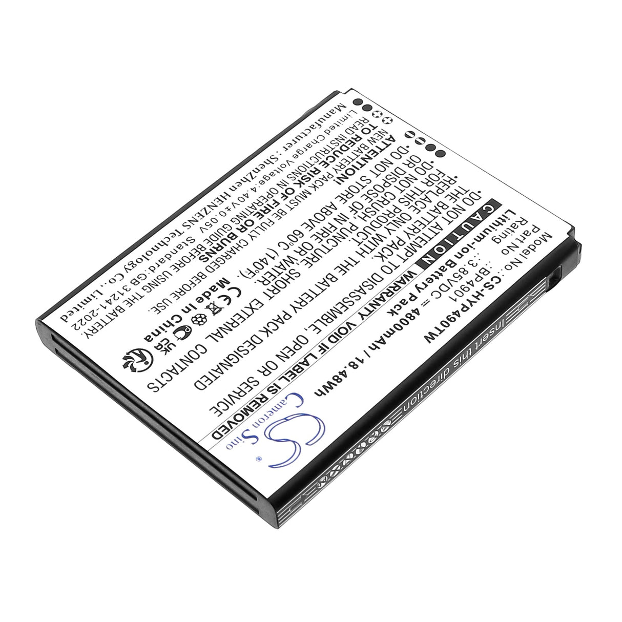 3.85V, Li-ion, 5000mAh, Two-Way Radio battery fits Hytera, Bp4901, Pnc560, 19.25Wh Two-Way Radio Cameron Sino Technology Limited
