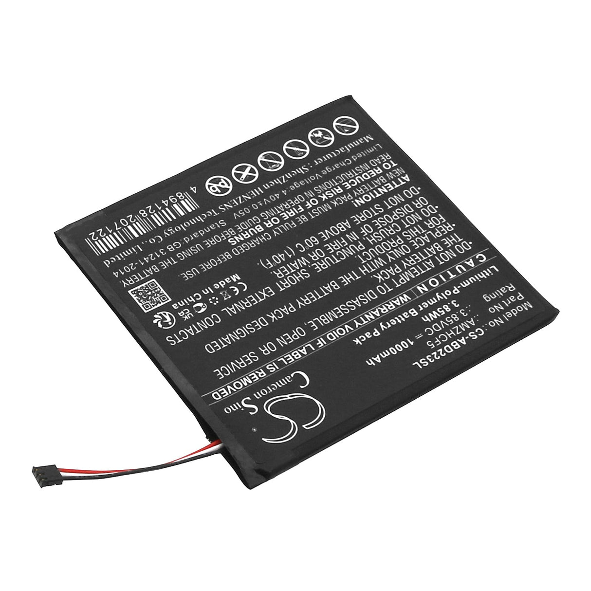 3.85V, Li-Polymer, 1000mAh E-book, E-reader Battery fits Amazon, C2v2l3, Kindle 11th 2022, 3.85Wh E-book, E-reader Cameron Sino Technology Limited