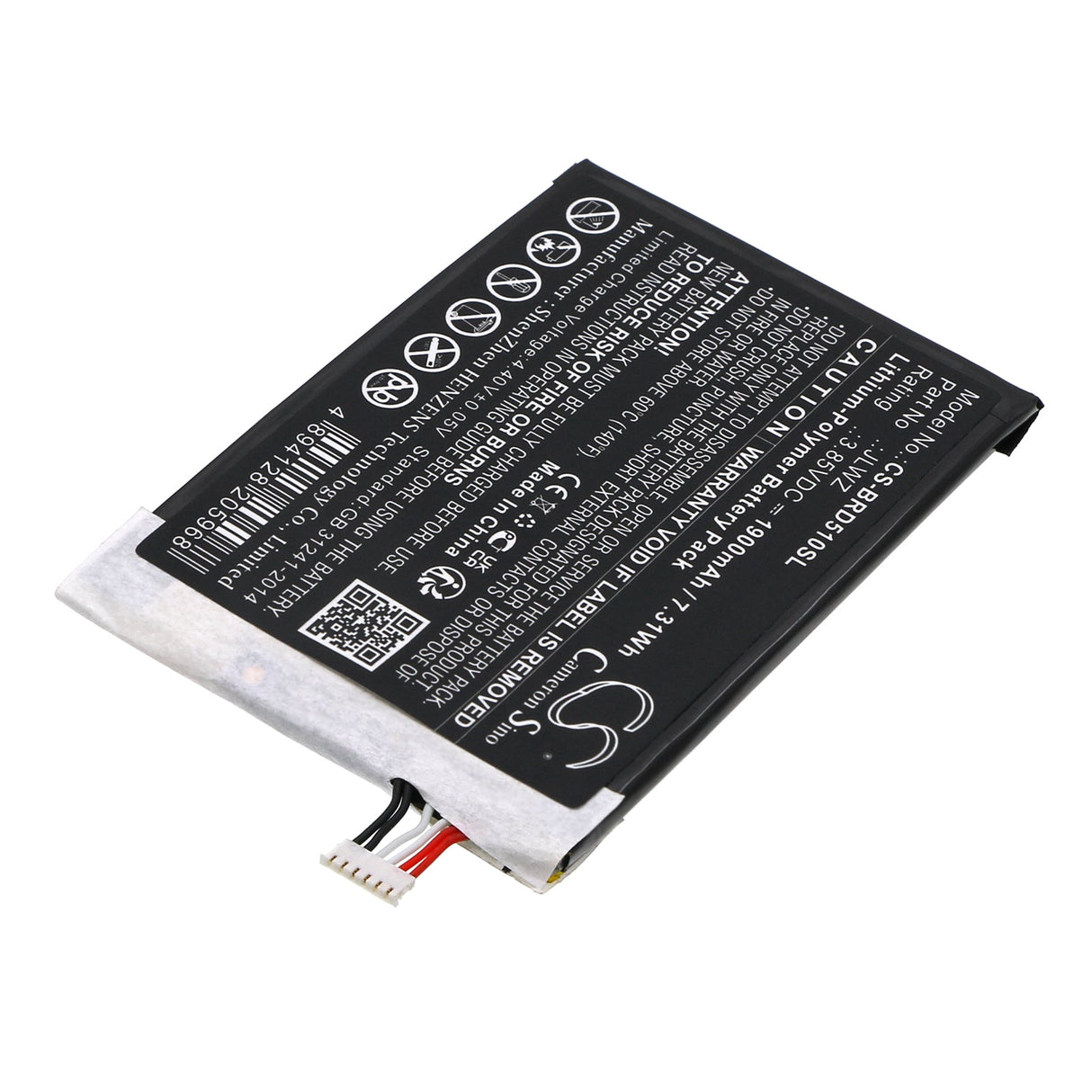 3.85V, Li-Polymer, 1900mAh, batterie de smartphone compatible avec Brondi, Jlwz, 510 S Hd, 7.32Wh Mobile, Smartphone Cameron Sino Technology Limited (Smartphone)