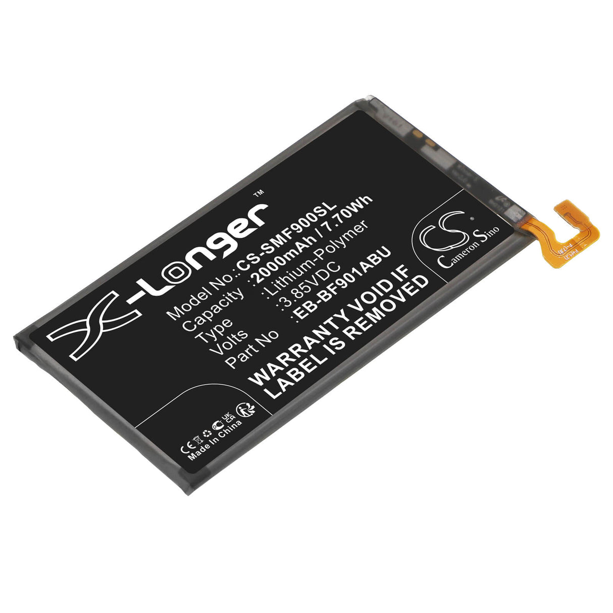 3.85V, Li-Polymer, 2000mAh, SmartPhone battery fits Samsung, Eb-bf901abu, Fold, Scv44, 7.7Wh Mobile, SmartPhone Cameron Sino Technology Limited (Smartphone)