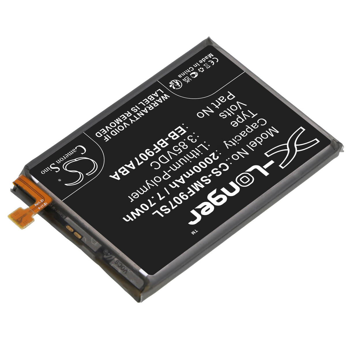 3.85V, Li-Polymer, 2000mAh, SmartPhone battery fits Samsung, Eb-bf907aba, Galaxy Fold 5g, Sm-f907b, 7.7Wh Mobile, SmartPhone Cameron Sino Technology Limited (Smartphone)