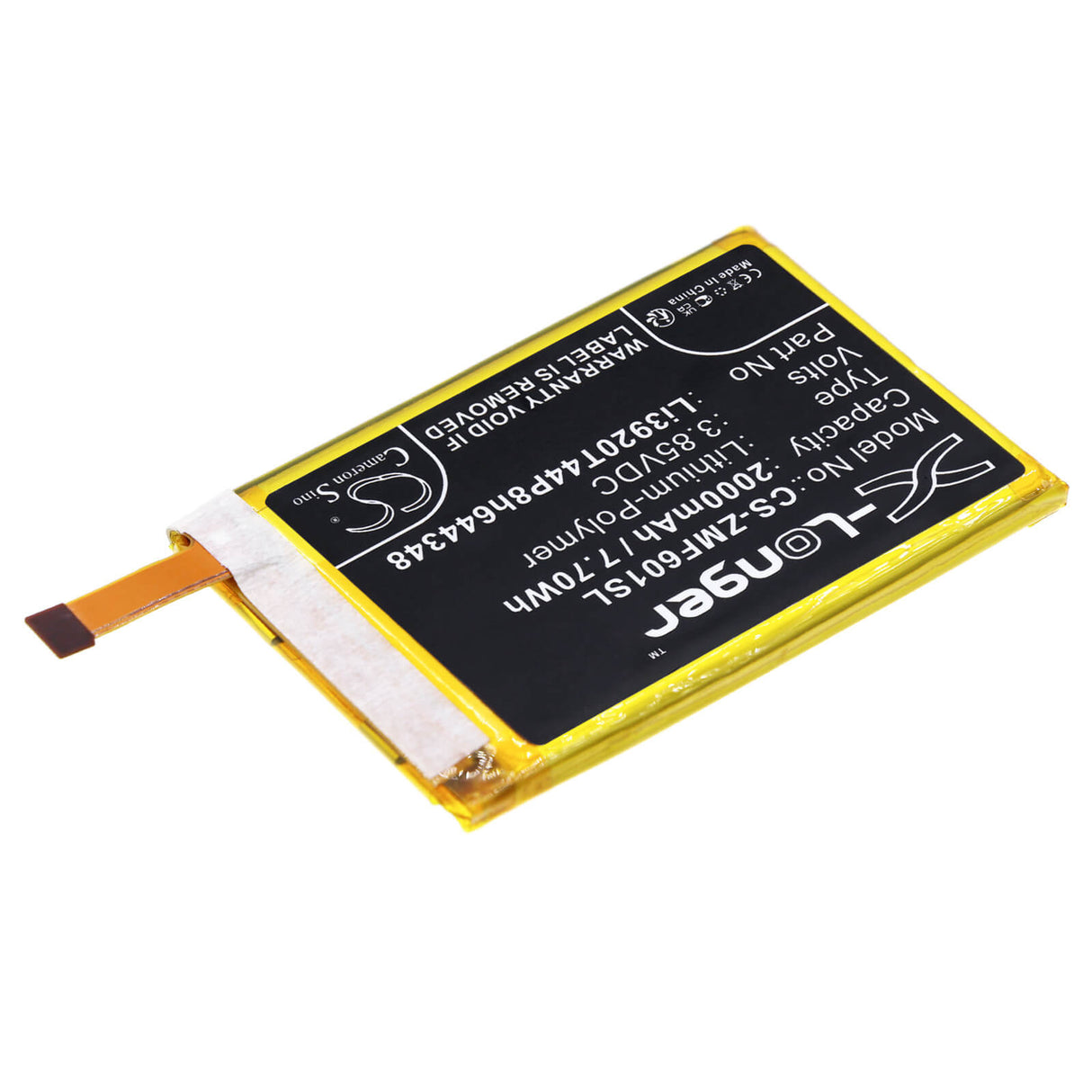 3.85V, Li-Polymer, 2000mAh, Hotspot battery fits Zte, Li3920t44p8h644348, Pocket Wifi 601zt, Pocket Wifi 801zt, 7.70Wh Hotspot Cameron Sino Technology Limited
