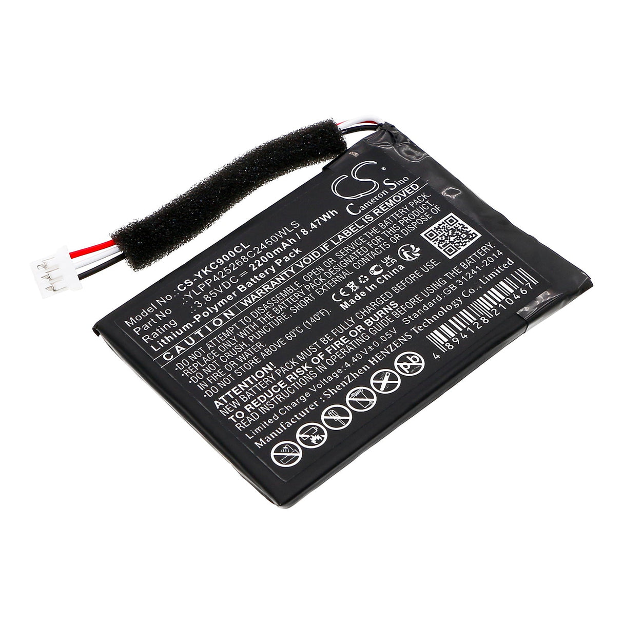 3,85V, Li-Polymère, 2200mAh, Batterie de communication et de conférence compatible avec Yealink, Cp900, 8,47Wh Communication & Conférence Cameron Sino Technology Limited