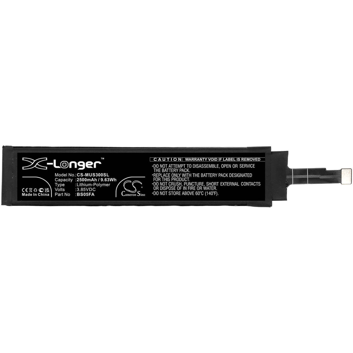 3.85V, Li-Polymer, 2500mAh, SmartPhone battery fits Xiaomi, Bs05fa, Black Shark 3 Pro, Black Shark 3 Pro 5g, 9.63Wh Mobile, SmartPhone Cameron Sino Technology Limited (Smartphone)