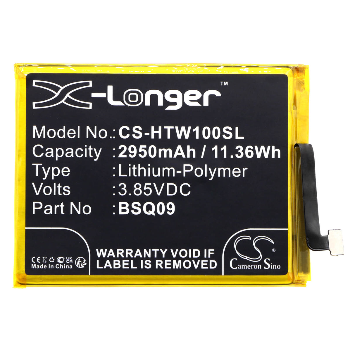 3.85V, Li-Polymer, 2950mAh, batterie de smartphone compatible avec Htc, Bsq09, Wildfire E1, Wildfire E1 Plus, 11.36Wh Mobile, Smartphone Cameron Sino Technology Limited (Smartphone)