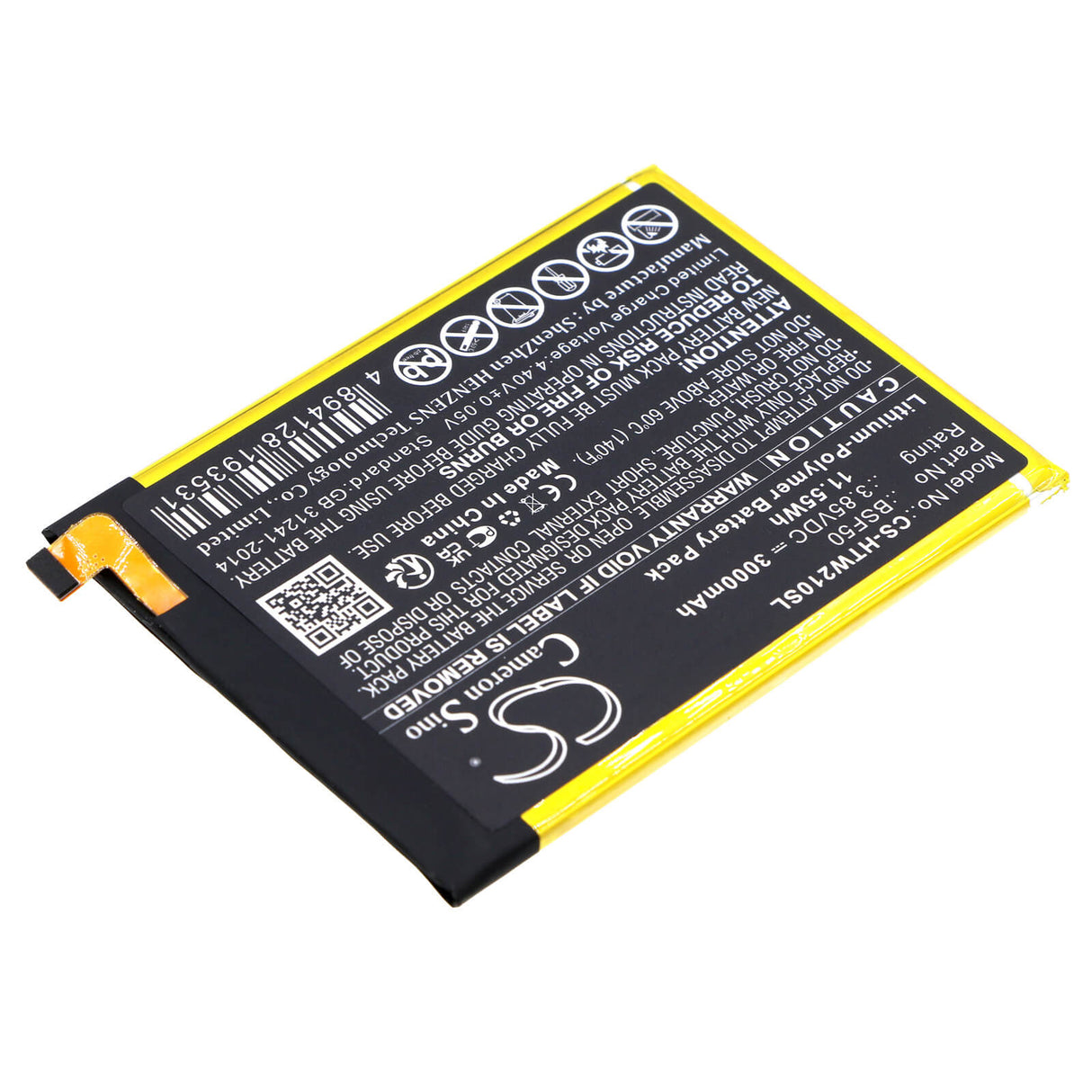 3.85V, Li-Polymer, 3000mAh, batterie de smartphone compatible avec Htc, Bsf50, Wildfire E Lite, 11.55Wh Mobile, Smartphone Cameron Sino Technology Limited (Smartphone)