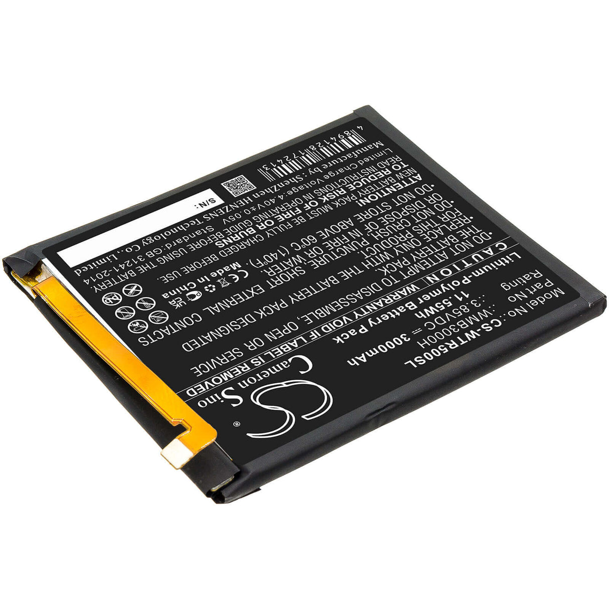 3,85V, Li-Polymère, 3000mAh, batterie de smartphone compatible avec Walton, Wmb3000h, Primo R5, 11,55Wh Mobile, Smartphone Cameron Sino Technology Limited (Smartphone)