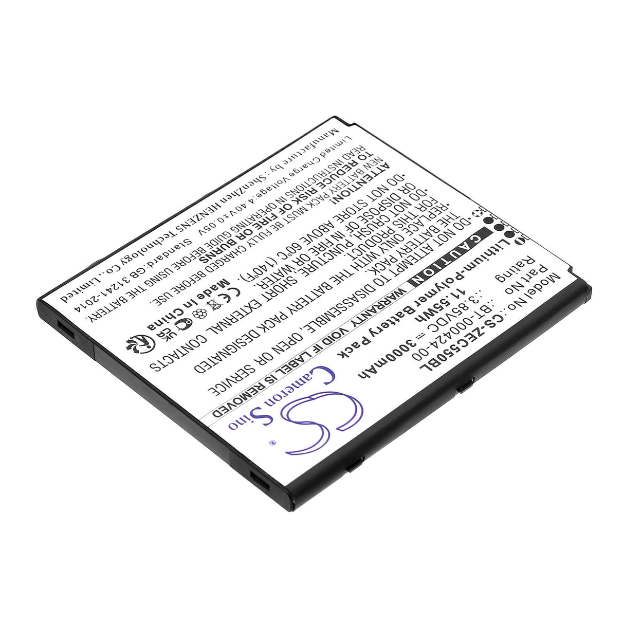 3,85v, Li-polymère, 3000mah, Batterie de Scanner de Code-Barres Compatible avec Zebra, Ec50, Ec55, 11,55wh Scanner de Code-Barres Cameron Sino Technology Limited