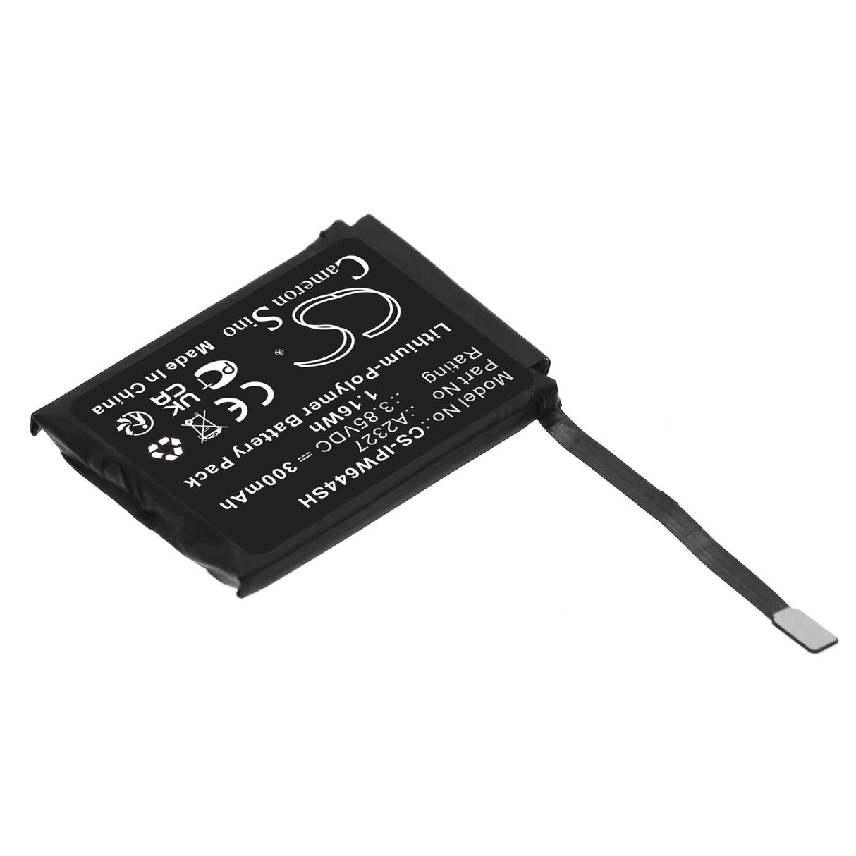 3.85v, Li-polymer, 300mah, Smartwatch battery Fits Apple, Watch Series S6 44mm, 1.16wh Smartwatch Cameron Sino Technology Limited