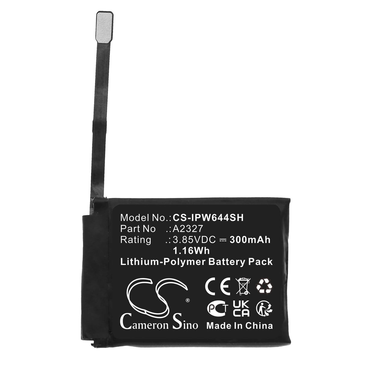 3.85v, Li-polymer, 300mah, Smartwatch battery Fits Apple, Watch Series S6 44mm, 1.16wh Smartwatch Cameron Sino Technology Limited
