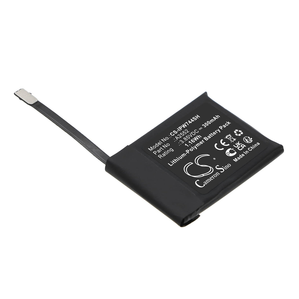 3.85V, Li-Polymer, 300mAh, Smartwatch battery fits Apple, A2552, Watch Series S7 45mm, 1.16Wh Smartwatch Cameron Sino Technology Limited