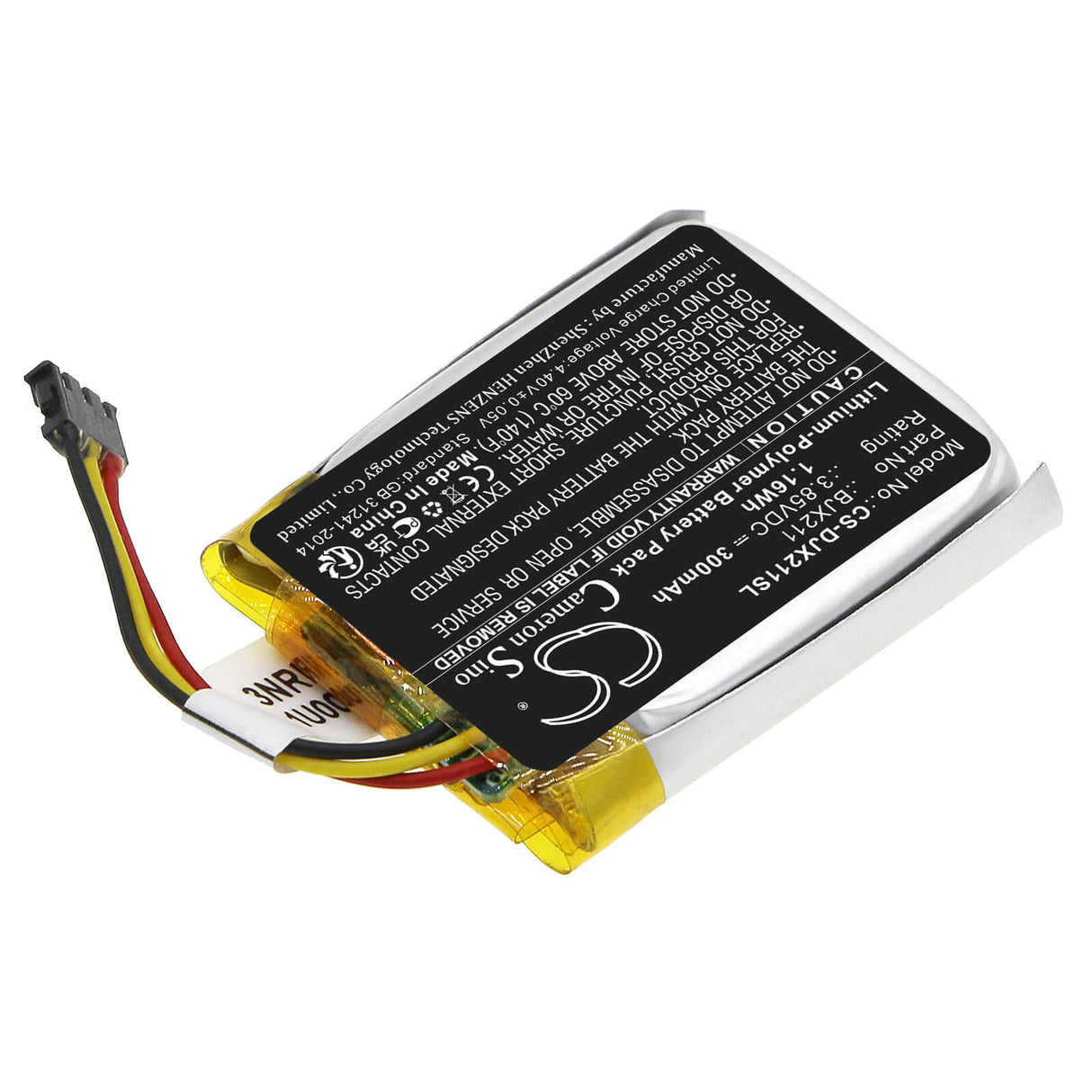 3,85V, Li-Polymer, 300mAh, Batterie de microphone compatible avec Dji, Bjx211, Mic, Mic Microphone sans fil Transm, 1,16Wh Microphone Cameron Sino Technology Limited