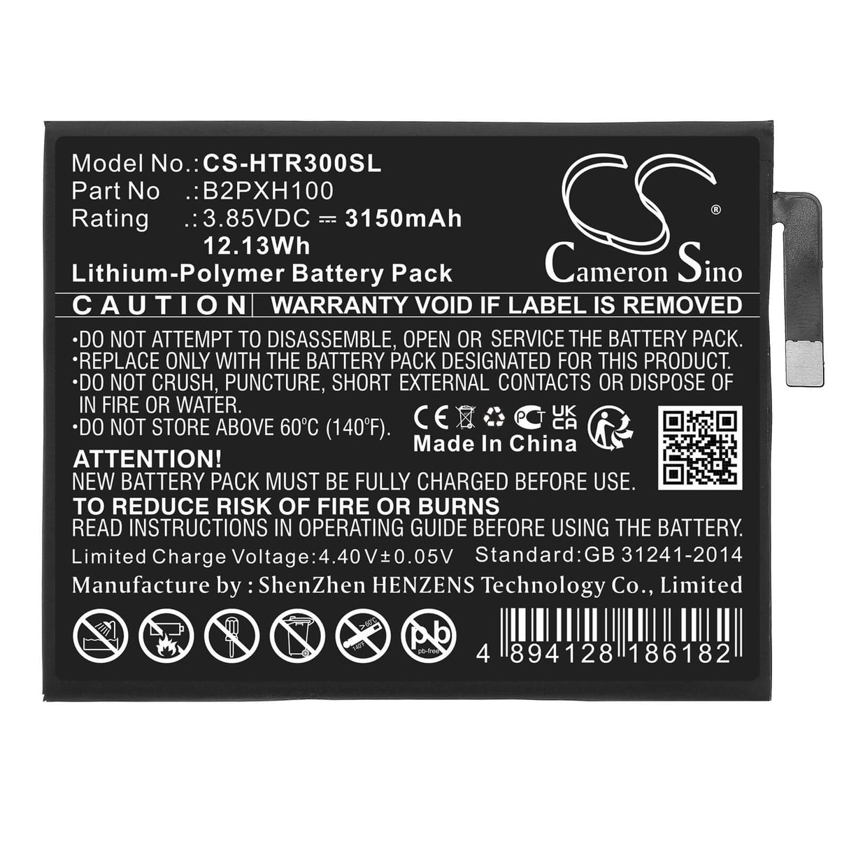 3,85v, Li-polymère, 3150mah, Batterie VR compatible avec Htc, Vive Focus, 12,13wh VR Cameron Sino Technology Limited