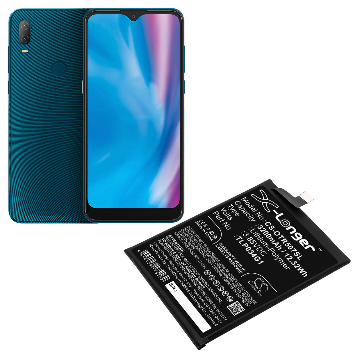 3,85V, Li-Polymère, 3200mAh, batterie de smartphone compatible avec Alcatel, Tlp034g1, Ot-5007s, 12,32Wh Mobile, Smartphone Cameron Sino Technology Limited (Smartphone)