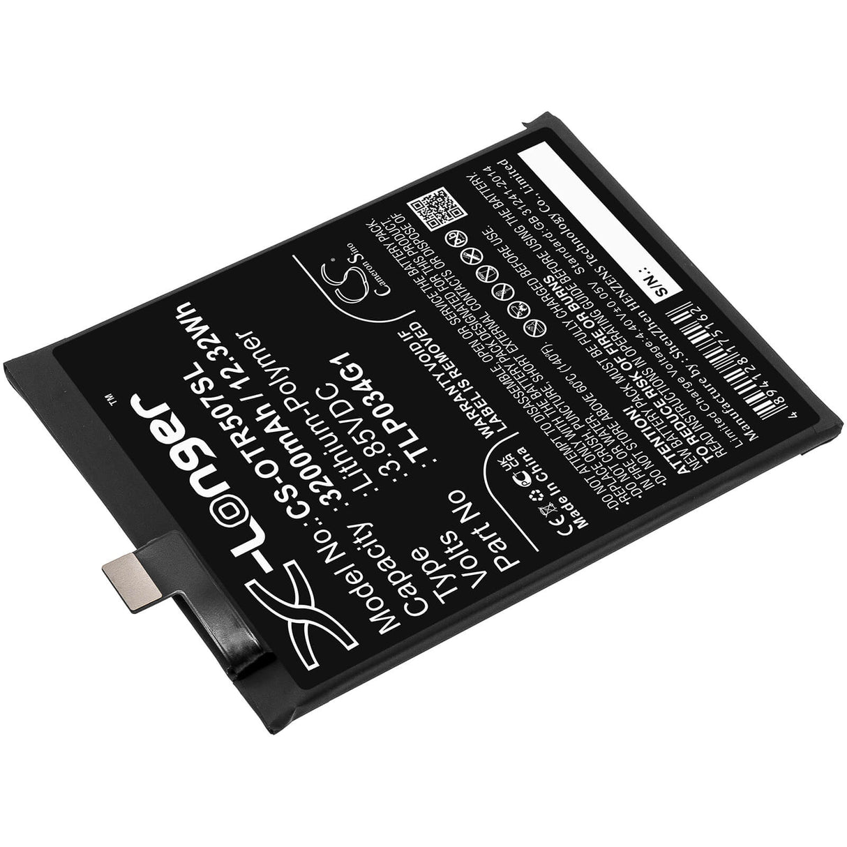 3,85V, Li-Polymère, 3200mAh, batterie de smartphone compatible avec Alcatel, Tlp034g1, Ot-5007s, 12,32Wh Mobile, Smartphone Cameron Sino Technology Limited (Smartphone)