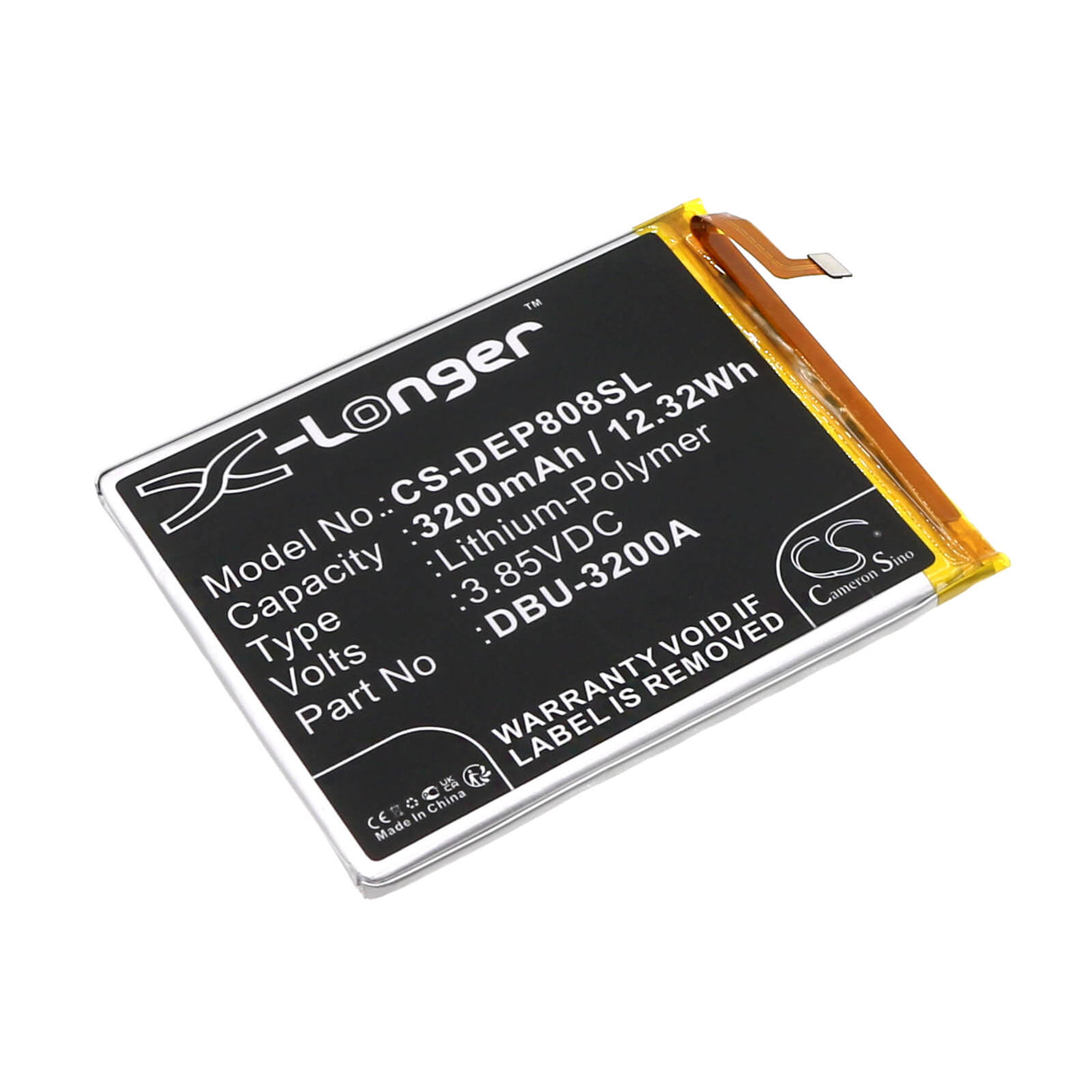 3,85V, Li-Polymer, 3200mAh, batterie de smartphone compatible avec Doro, Dbu-3200a, 8050, 8080, 12,32Wh Mobile, Smartphone Cameron Sino Technology Limited (Smartphone)
