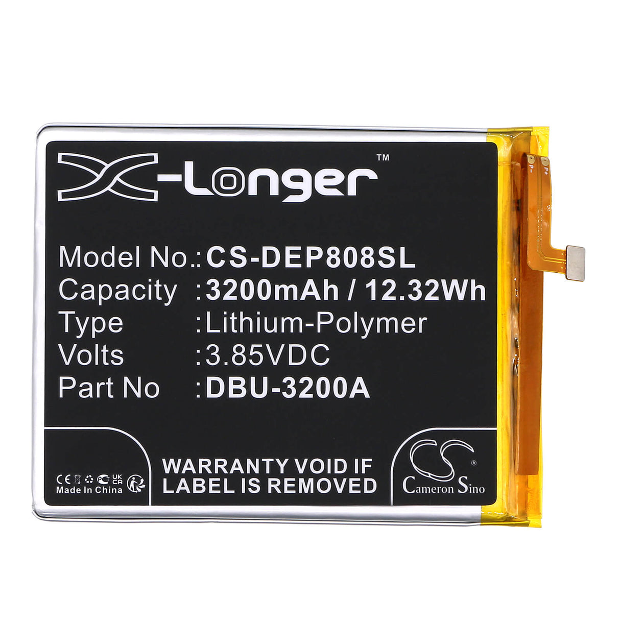 3,85V, Li-Polymer, 3200mAh, batterie de smartphone compatible avec Doro, Dbu-3200a, 8050, 8080, 12,32Wh Mobile, Smartphone Cameron Sino Technology Limited (Smartphone)