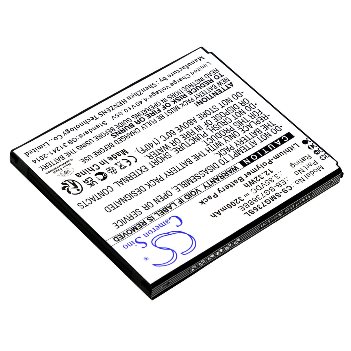 3.85V, Li-Polymer, 3200mAh, SmartPhone battery fits Samsung, Eb-bg736bbe, Galaxy Xcover 6 Pro, Sm-g736b, 12.32Wh Mobile, SmartPhone Cameron Sino Technology Limited (Smartphone)