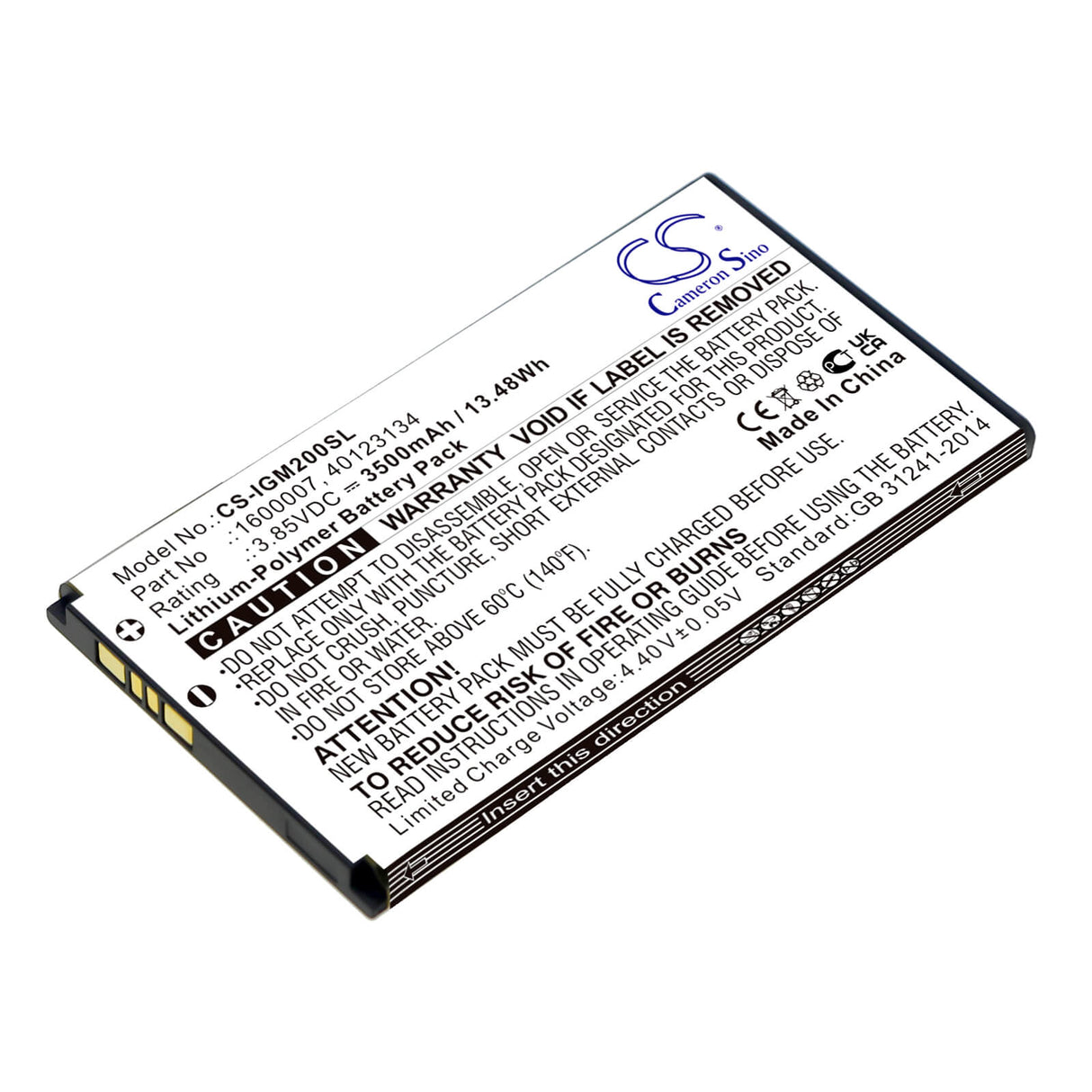 3,85V, Li-Polymer, 3500mAh, Batterie Hotspot compatible avec Inseego, 1600007, 5g Mifi M2000, 5g Mifi M2100, 13,48Wh Hotspot Cameron Sino Technology Limited