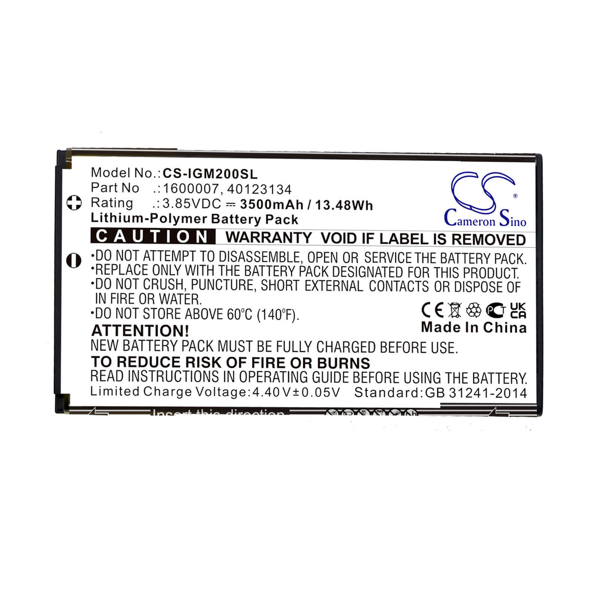 3,85V, Li-Polymer, 3500mAh, Batterie Hotspot compatible avec Inseego, 1600007, 5g Mifi M2000, 5g Mifi M2100, 13,48Wh Hotspot Cameron Sino Technology Limited