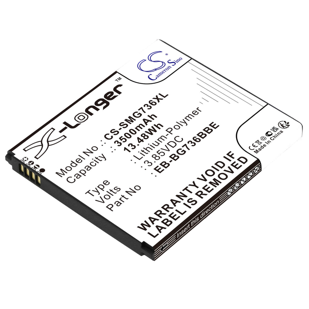 3.85V, Li-Polymer, 3500mAh, SmartPhone battery fits Samsung, Eb-bg736bbe, Galaxy Xcover 6 Pro, Sm-g736b, 13.48Wh Mobile, SmartPhone Cameron Sino Technology Limited (Smartphone)