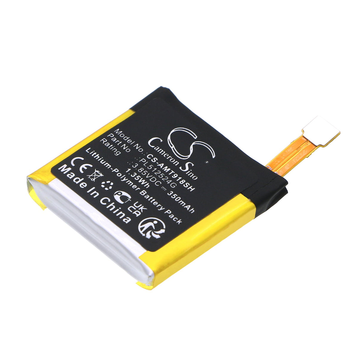 3.85V, Li-Polymer, 350mAh, Smartwatch battery fits Amazfit, A1801, A1808, 1.35Wh Smartwatch Cameron Sino Technology Limited
