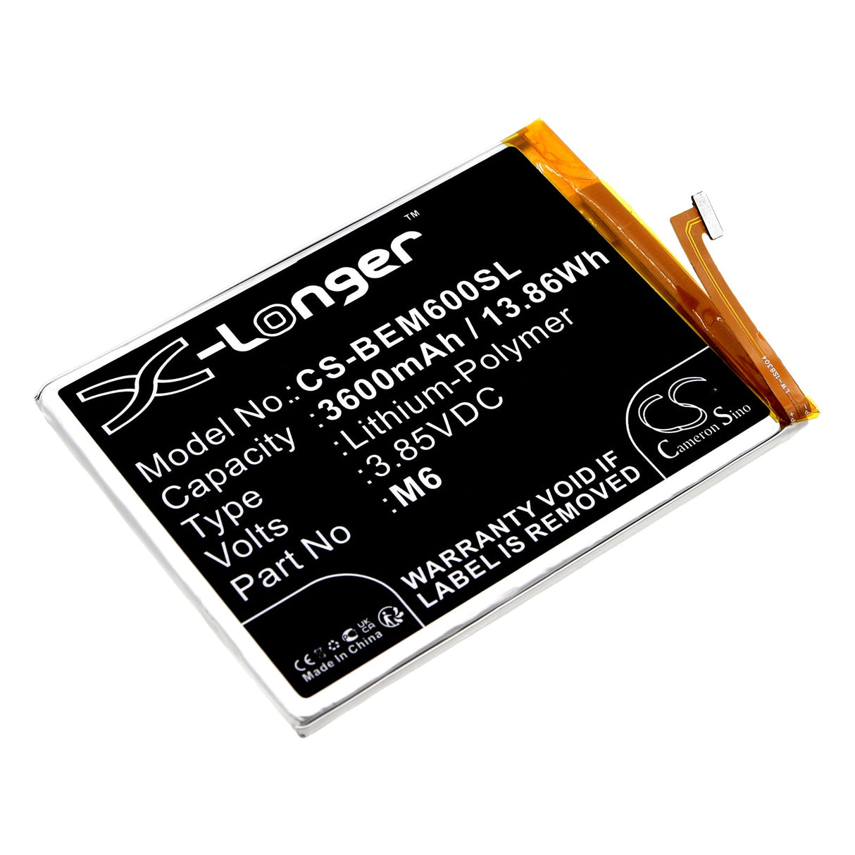 3,85V, Li-Polymer, 3600mAh, batterie de smartphone compatible Bea-fon, M6, M6 Premium, 13,86Wh Mobile, Smartphone Cameron Sino Technology Limited (Smartphone)
