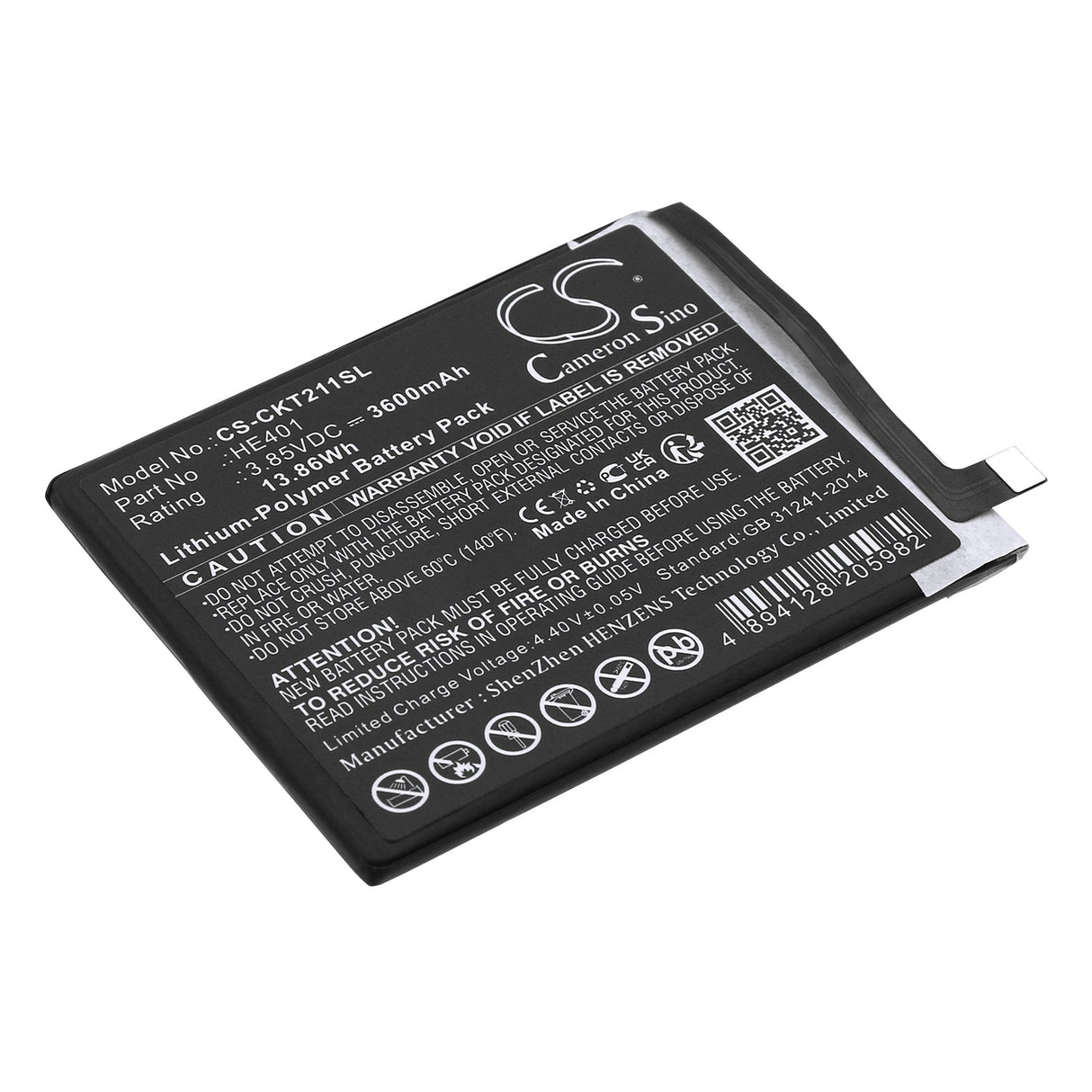 3.85V, Li-Polymer, 3600mAh, SmartPhone battery fits Cricket, He401, Ec211002, Ec211003, 13.86Wh Mobile, SmartPhone Cameron Sino Technology Limited (Smartphone)