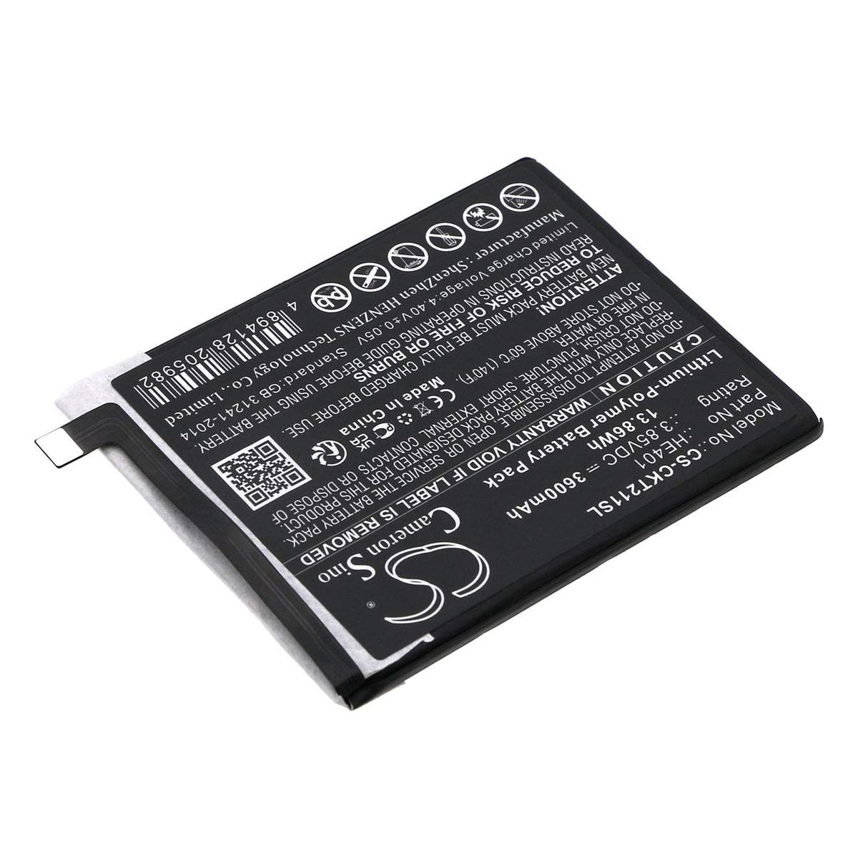 3.85V, Li-Polymer, 3600mAh, SmartPhone battery fits Cricket, He401, Ec211002, Ec211003, 13.86Wh Mobile, SmartPhone Cameron Sino Technology Limited (Smartphone)
