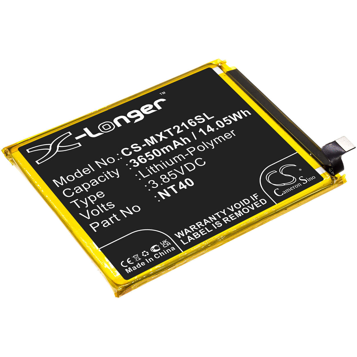 3.85V, Li-Polymer, 3650mAh, SmartPhone battery fits Motorola, Nt40, G Pure 2021, Moto G Pure, 14.05Wh Mobile, SmartPhone Cameron Sino Technology Limited (Smartphone)