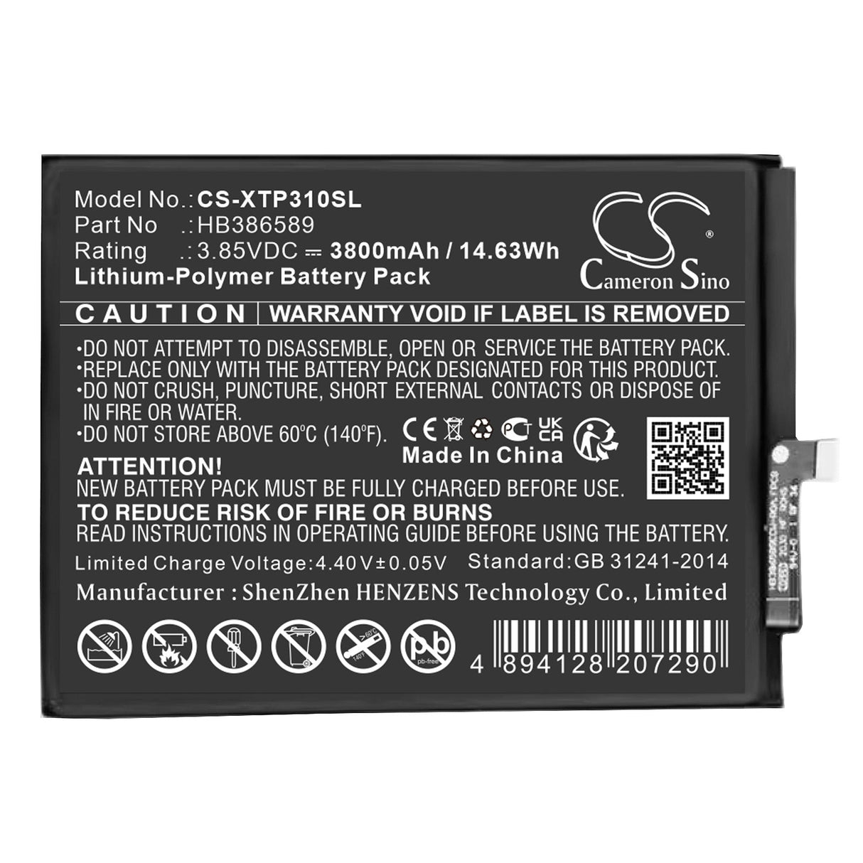3.85V, Li-Polymer, 3800mAh Diagnostic Scanner Battery fits Xtool, Autopropad Lite, Autopropad Lite Version Auto K, 14.63Wh Diagnostic Scanner Cameron Sino Technology Limited