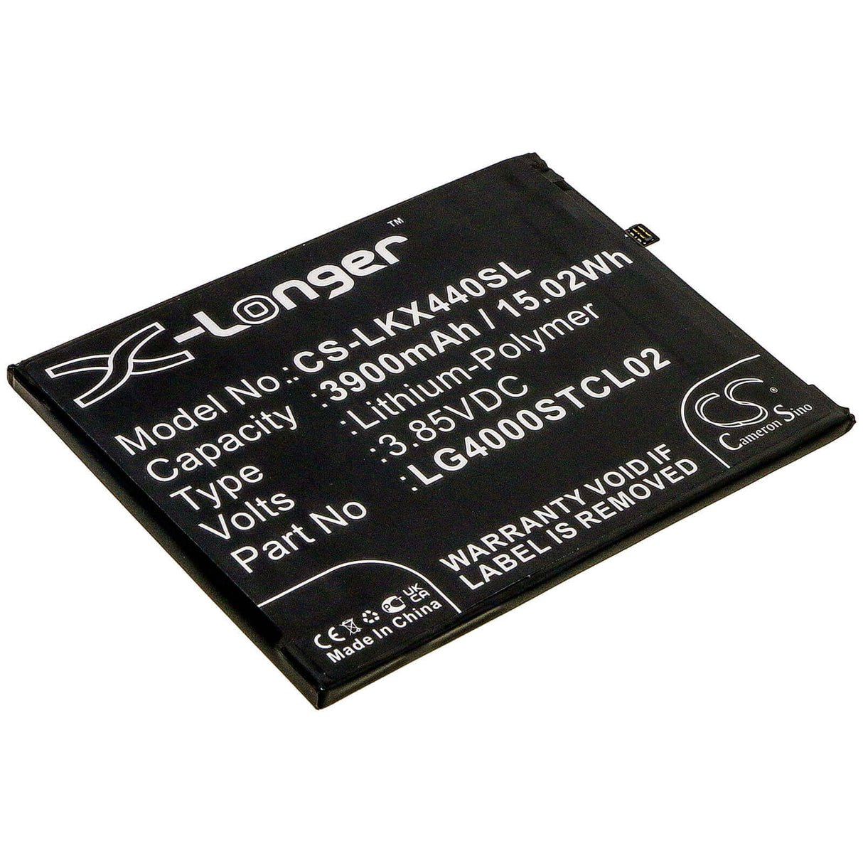 3.85V, Li-Polymer, 3900mAh, SmartPhone battery fits Lg, Lg4000stcl02, Lmx440im, W30 2019, 15.02Wh Mobile, SmartPhone Cameron Sino Technology Limited (Smartphone)