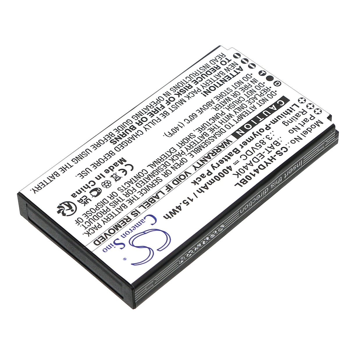 3.85V, Li-Polymer, 4000mAh, Barcode Scanner battery fits Honeywell, Eda40k, 15.4Wh Barcode Scanner Cameron Sino Technology Limited