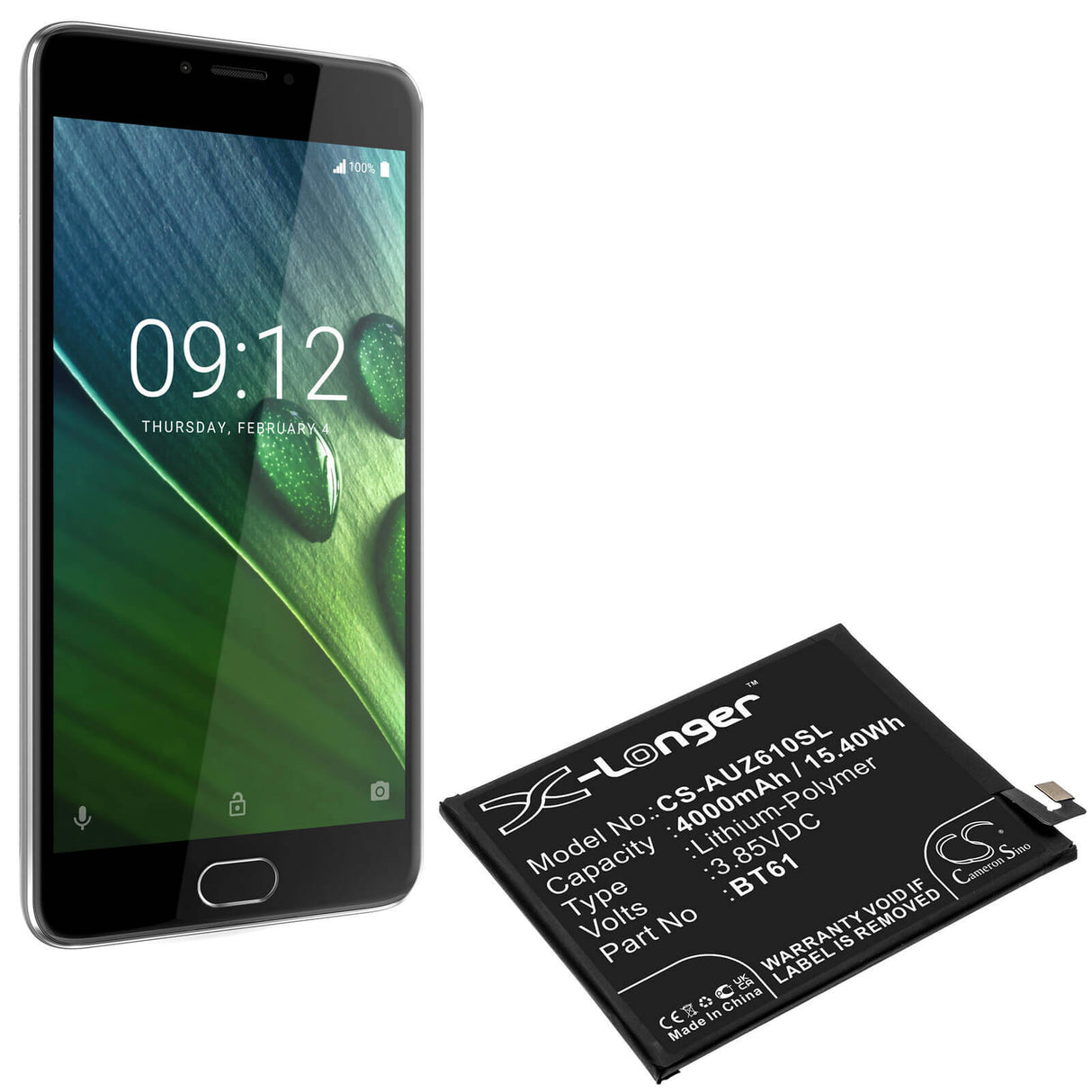 3.85V, Li-Polymer, 4000mAh, SmartPhone battery fits Acer, Atl456579, Liquid Z6 Plus, 15.4Wh Mobile, SmartPhone Cameron Sino Technology Limited (Smartphone)